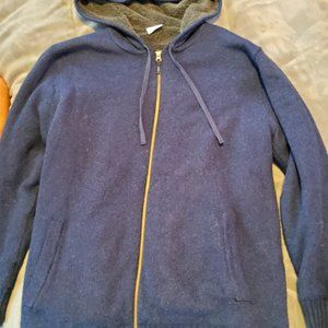 Columbia fleece lined cotton/wool blend sweater XL  Navy blue